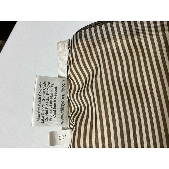 Thirty-One Utility Zipper Bag Fruit and Flower Pattern Brown Striped Interior - Picture 5 of 9